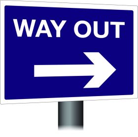 Way Out Sign - Right Arrow 300x400mm Wall Mounted