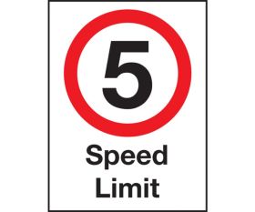 Safety Sign - 5 mph speed Limit . 600x400mm Wall or Post Mounted