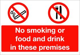 No smoking, food or drink in these premises.  150x200mm W/S