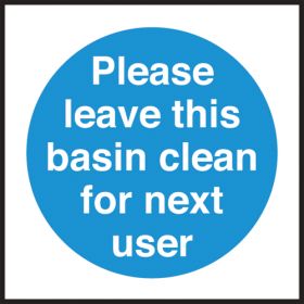Leave this basin clean for next user. 100x100mm. S/A