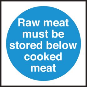 Raw meat store below cooked meat. 100x100mm. Self Adhesive Vinyl