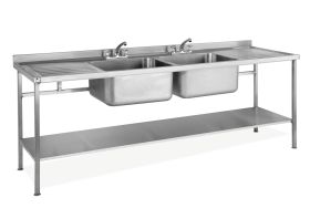 Parry Double Bowl Double Drainer Sink - Stainless Steel  L2400 x W700 x W900 - SINK2470DBDD