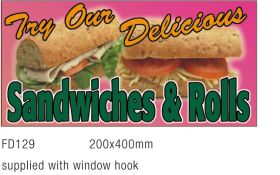 Window Sign FD129 - 'Sandwiches & Rolls' 