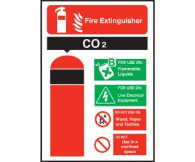 Co2 Fire Extinguisher Equipment Sign 200x140mm