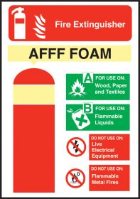 AFFF Fire Extinguisher Equipment Sign 200x140mm
