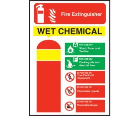 Wet Chemicals Fire Extinguisher Equipment Sign 200x140mm