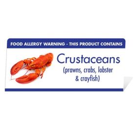 Allergen Warning Buffet Tent Notice "This Product Contains Crustaceans" BT005