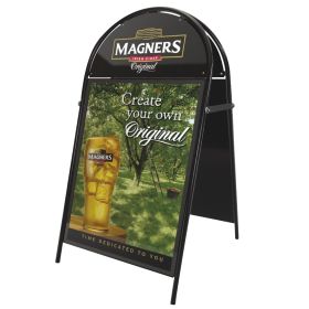 A2 Poster Pavement Display with semi - circular header. (white or black)