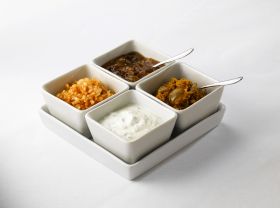 Royal Genware Square Dish Set - For Dips & Meze Indian Cuisine - Full Set