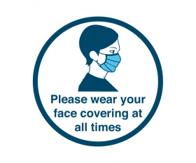 "Please Wear Your Face Mask At All Times" - Floor & Wall Vinyl Sticker / Sign 40cm