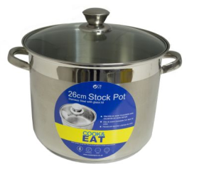 Stainless Steel Stockpot With Glass Lid 26cm - Cook & Eat CESP26