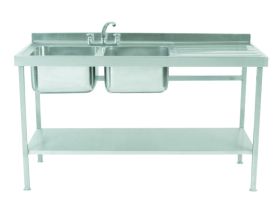 Parry Double Bowl Right Hand Drainer Sink - Stainless Steel L1500 x W600 x W90 - SINK1560DBR