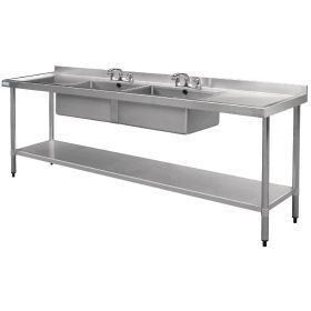 Vogue Stainless Steel Sink Double Bowl and Double Drainer 2400mm - U910