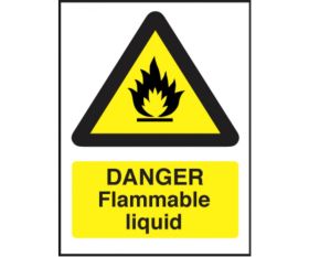 Danger flammable liquid safety sign 150x200mm self-adhesive